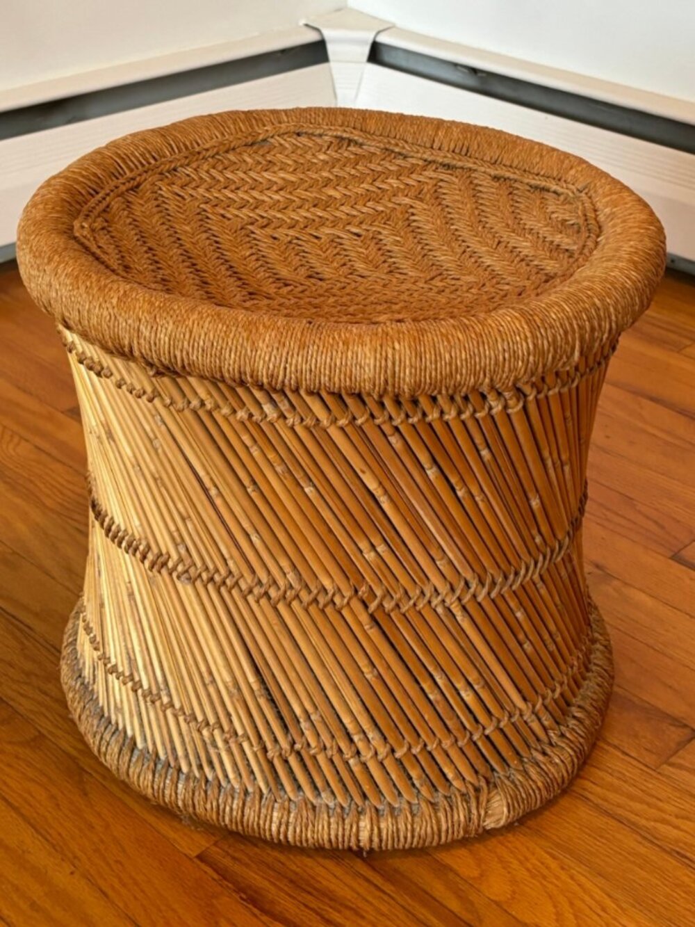 Rattan BoHo Vintage stool or plant stand